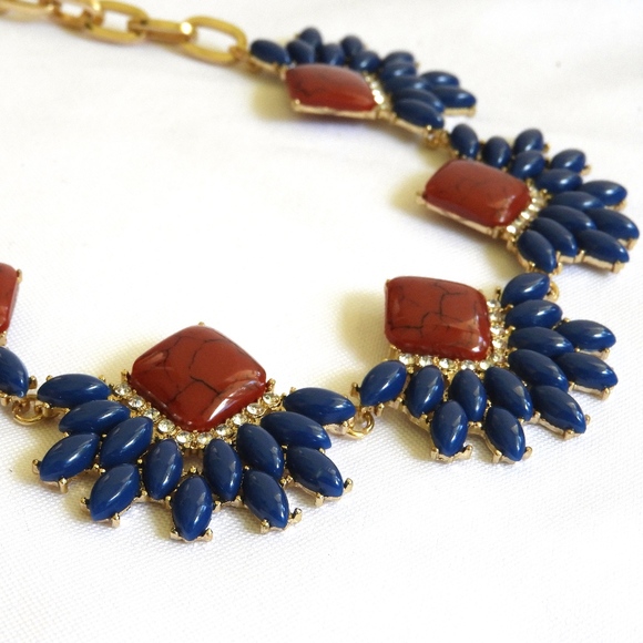 3/$30! Blue & Red Statement Necklace - Picture 4 of 6